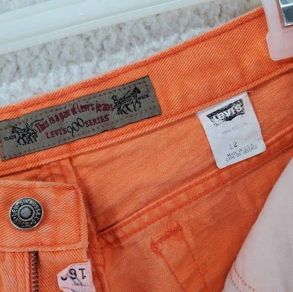 Vtg Levis 569 Orange Jeans Hi Rise Taper Crop Denim Ws 12 29x24 900 Series 12/92 - Picture 13 of 16